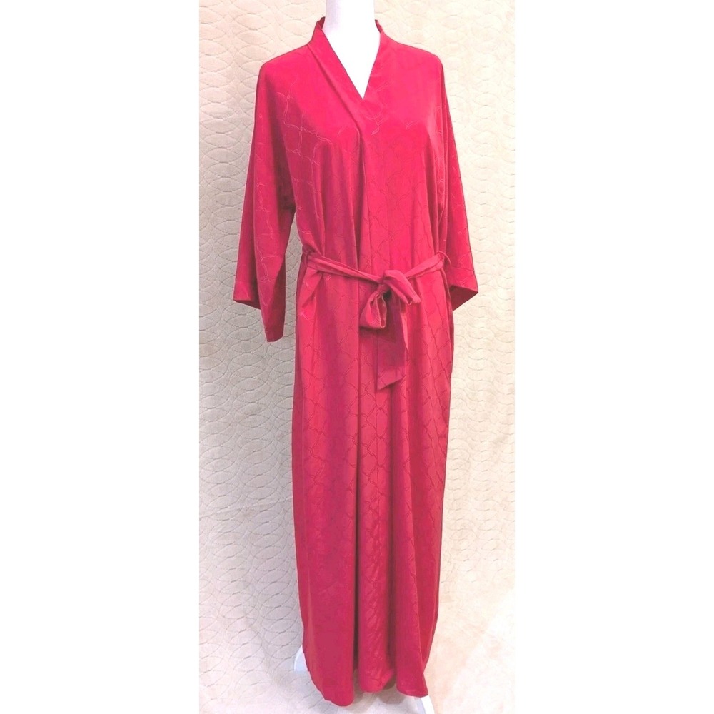 Long‎ Sleeve Robe Dress with Belted Waist, Pink Loungewear